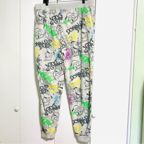 DISNEY PARKS Donald Duck Graffiti Art Pajama Lounge Sweatpants Pants Mens Large - Picture 5 of 16